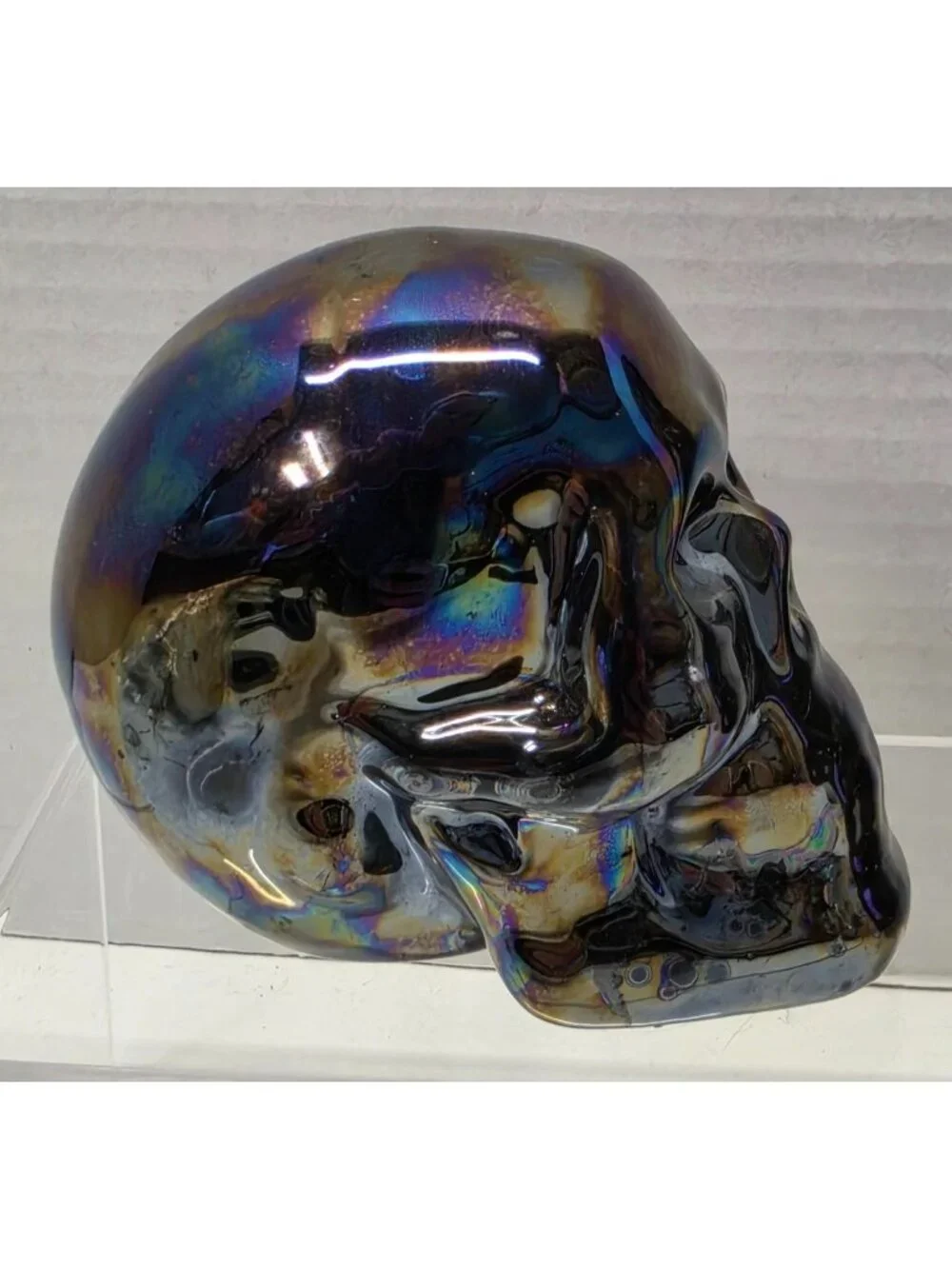 Halloween Skull Décor Lot Light Up Candle Iridescent Ceramic Gothic Mirror